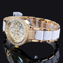Load image into Gallery viewer, Women Crystal Watch Round Designer Ladies Fashion Bracelet Style Famous Brand Gold Geneva
