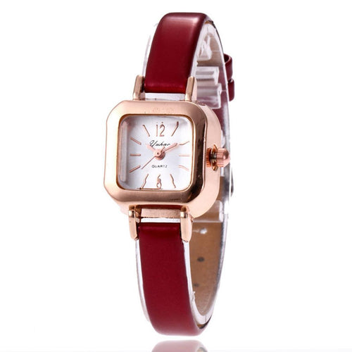 Women's Elegant Synthetic Leather Square Wrist Quartz Watch Women Fashion Analog Bangle Watch Band Bracelet