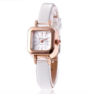 Women's Elegant Synthetic Leather Square Wrist Quartz Watch Women Fashion Analog Bangle Watch Band Bracelet