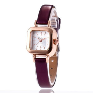 Women's Elegant Synthetic Leather Square Wrist Quartz Watch Women Fashion Analog Bangle Watch Band Bracelet