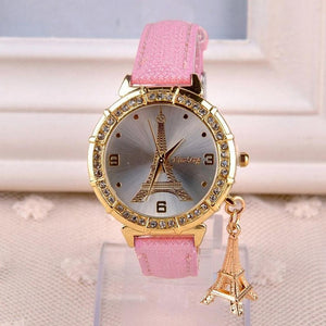 Fashion Women Analog Leather Quartz Tower Wrist