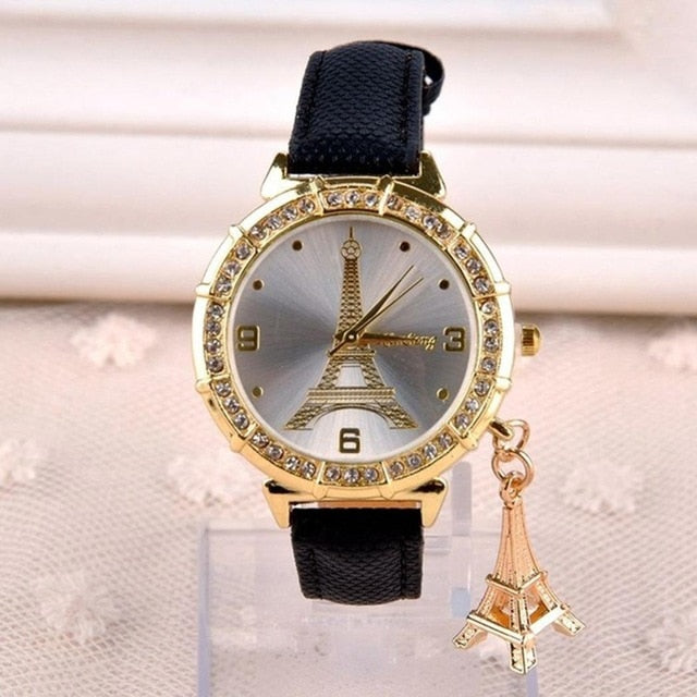 Fashion Women Analog Leather Quartz Tower Wrist