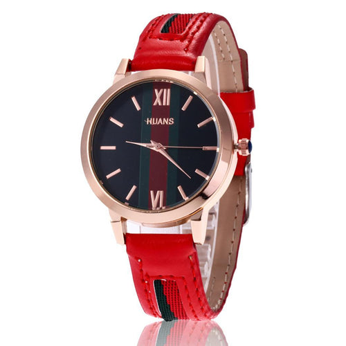 Quartz Wristwatch Artificial Leather Round Quartz Pin Buckle WristWatches Vintage Ladies Watch Irregular Clock  Female