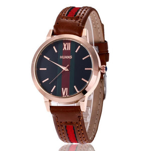 Quartz Wristwatch Artificial Leather Round Quartz Pin Buckle WristWatches Vintage Ladies Watch Irregular Clock  Female