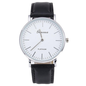 Fashion Unisex Synthetic Leather Watchband Solid Quartz Buckle Round Casual 1cm/0.4inch Glass Wristwatch