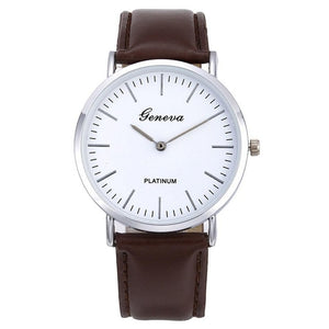 Fashion Unisex Synthetic Leather Watchband Solid Quartz Buckle Round Casual 1cm/0.4inch Glass Wristwatch