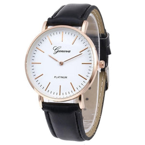 Fashion Unisex Synthetic Leather Watchband Solid Quartz Buckle Round Casual 1cm/0.4inch Glass Wristwatch