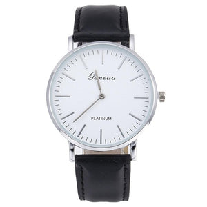 Fashion Unisex Synthetic Leather Watchband Solid Quartz Buckle Round Casual 1cm/0.4inch Glass Wristwatch